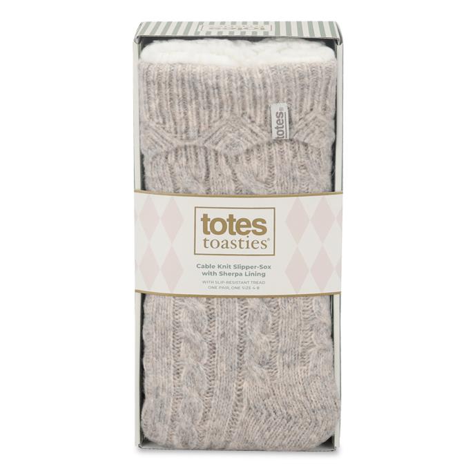 totes toasties® Ladies Texture Slipper Socks Oat Extra Image 5